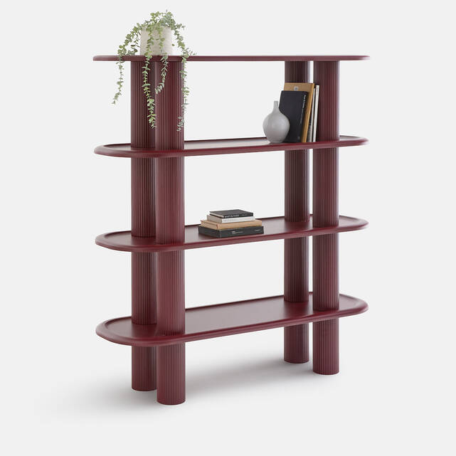 Βιβλιοθήκη με 5 ράφια, ματ λάκα, ύψος 155 cm, CALIO