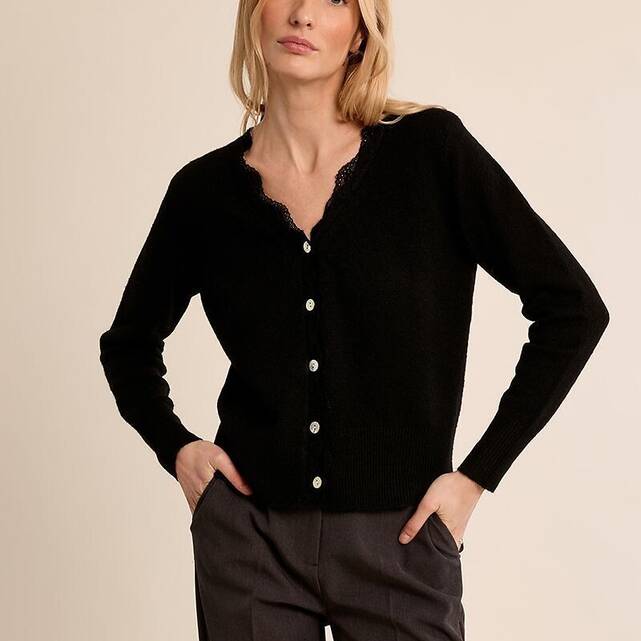Cardigan με μακριά μανίκια και λαιμόκοψη V