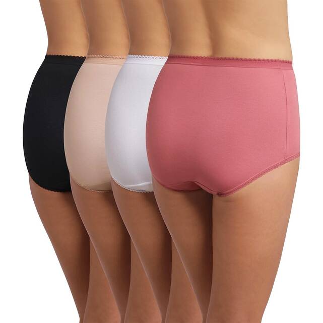 Σετ 4 μονόχρωμα ψηλόμεσα σλιπ, Cotton Stretch