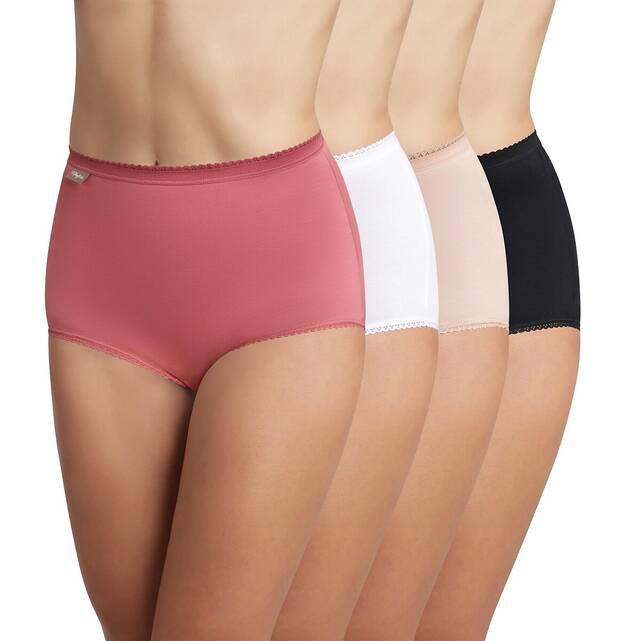 Σετ 4 μονόχρωμα ψηλόμεσα σλιπ, Cotton Stretch