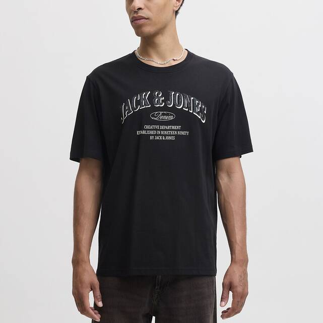 T-shirt με κοντά μανίκια, στρογγυλή λαιμόκοψη και λογότυπο, DENVER