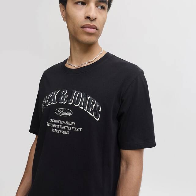 T-shirt με κοντά μανίκια, στρογγυλή λαιμόκοψη και λογότυπο, DENVER