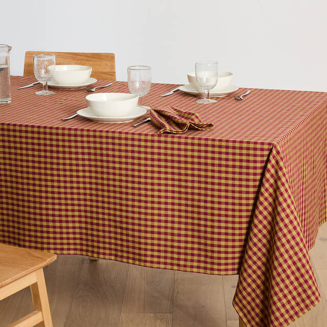 Καρό τραπεζομάντιλο από βαμμένο υφαντό βαμβάκι, BETHANY BICOLORE