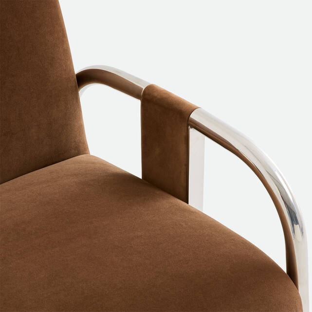 Πολυθρόνα lounge από βελούδο και επιχρωμιωμένο ατσάλι, VINDY