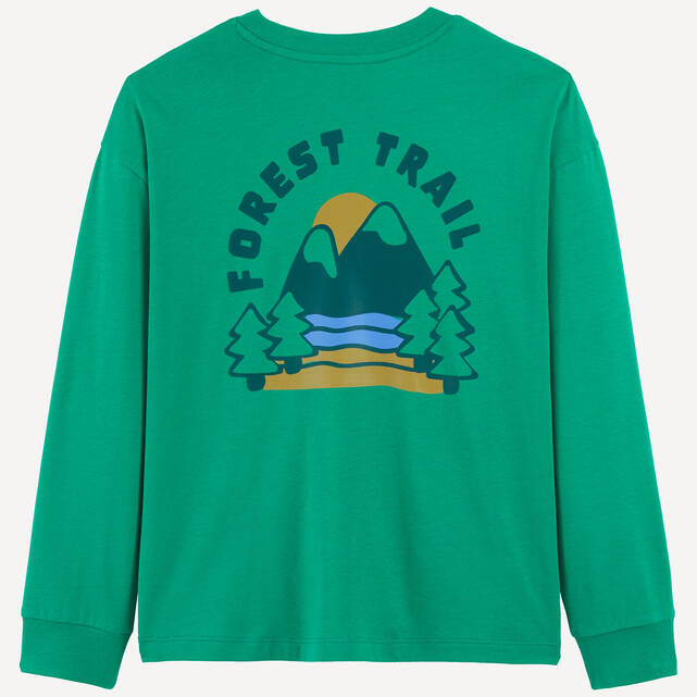 Μακρυμάνικο T-shirt με στρογγυλή λαιμόκοψη και τύπωμα δάσος