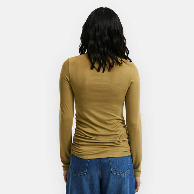 Μακρυμάνικο T-shirt με σούρες και στρογγυλή λαιμόκοψη