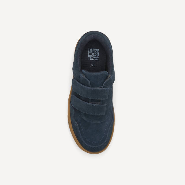 Nubuck δερμάτινα sneakers με αυτοκόλλητα λουράκια