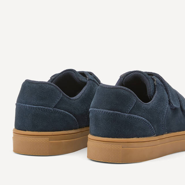 Nubuck δερμάτινα sneakers με αυτοκόλλητα λουράκια