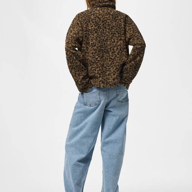 Fleece μπουφάν με λεοπάρ τύπωμα