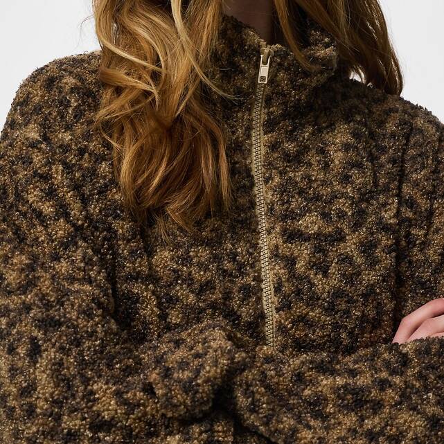 Fleece μπουφάν με λεοπάρ τύπωμα