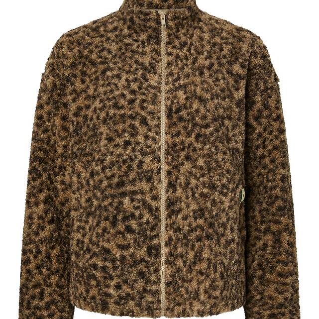 Fleece μπουφάν με λεοπάρ τύπωμα