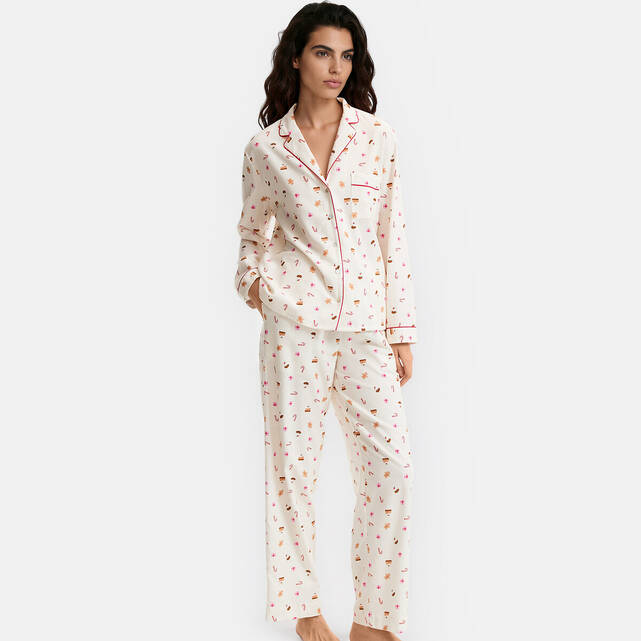 Πιτζάμα 2 τεμαχίων από φανέλα με χριστουγεννιάτικο τύπωμα