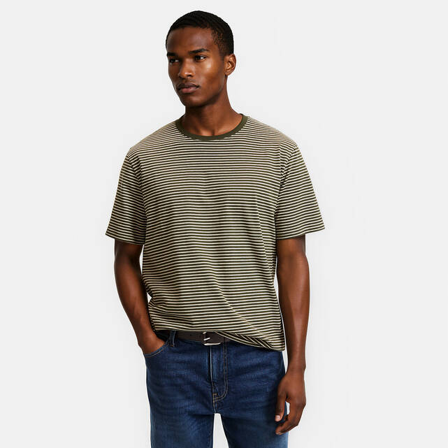 Βαμβακερό T-shirt με λεπτές ρίγες
