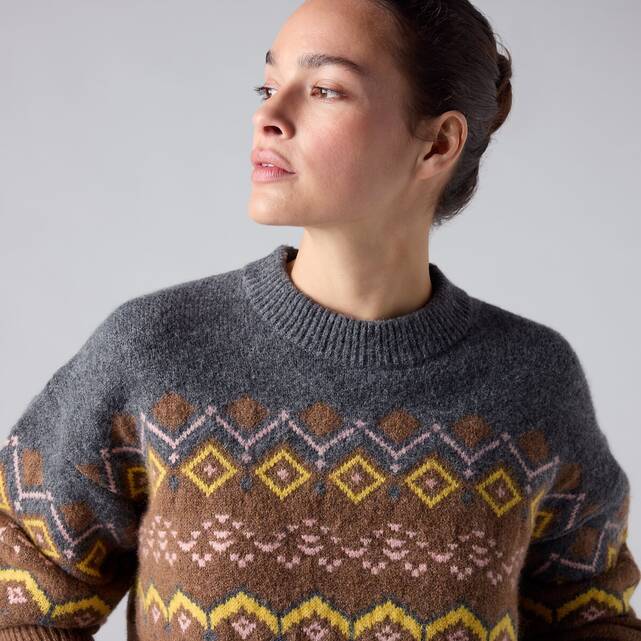 Πλεκτό ζακάρ με στρογγυλή λαιμόκοψη