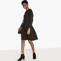 Polka dot print/black background