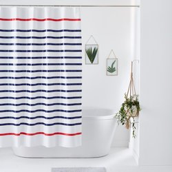 White with blue stripes/red