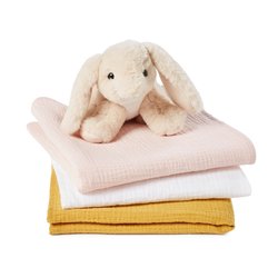 Mustard yellow / pale pink / white