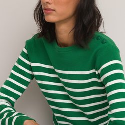 Green/ecru striped