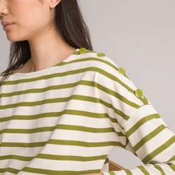 Green/ecru striped