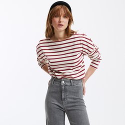 White with red stripes