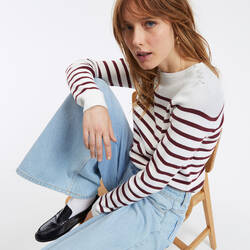 Ivory/burgundy striped