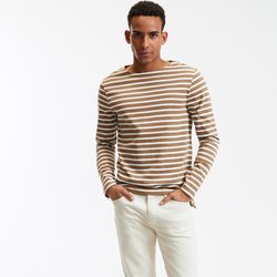 White with beige stripes