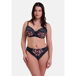 Navy floral print/red