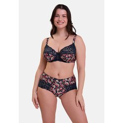 Navy floral print/red