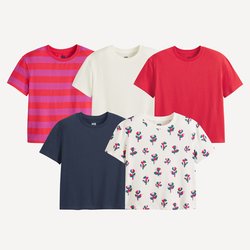 Ecru+red+navy+striped+printed