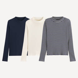 Ecru+navy blue+striped