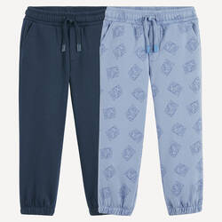 Navy blue+beige print