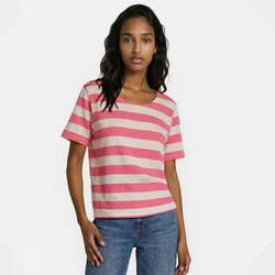 Ivory/pink striped