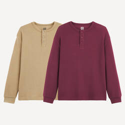 Beige + burgundy
