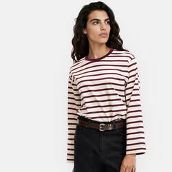 Burgundy striped/white