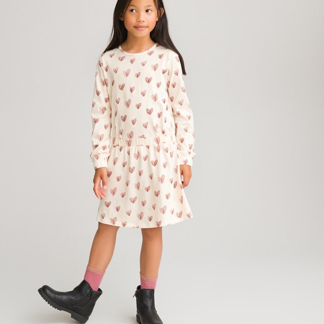 Μακρυμάνικο φόρεμα με καρδούλες, 3-12 ετών