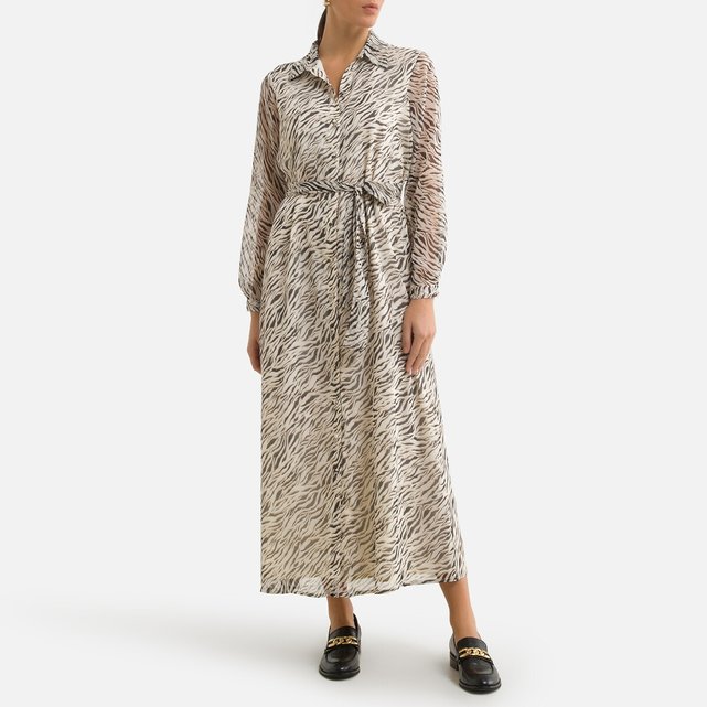 Μίντι σεμιζιέ φόρεμα με μοτίβο ζέβρας