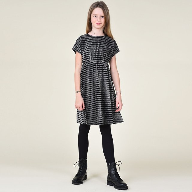 Ριγέ φόρεμα με μεταλλιζέ όψη, 8 - 16 ετών