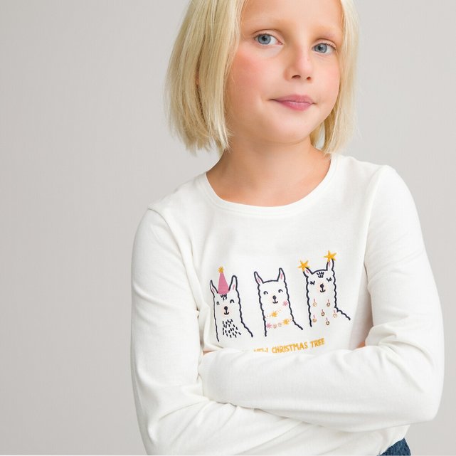 Μπλούζα με κεντημένο μοτίβο από οργανικό βαμβάκι, 3-12 ετών
