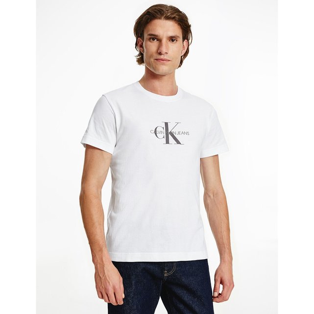 Κοντομάνικο T-shirt με στρογγυλή λαιμόκοψη, Monogram Flock