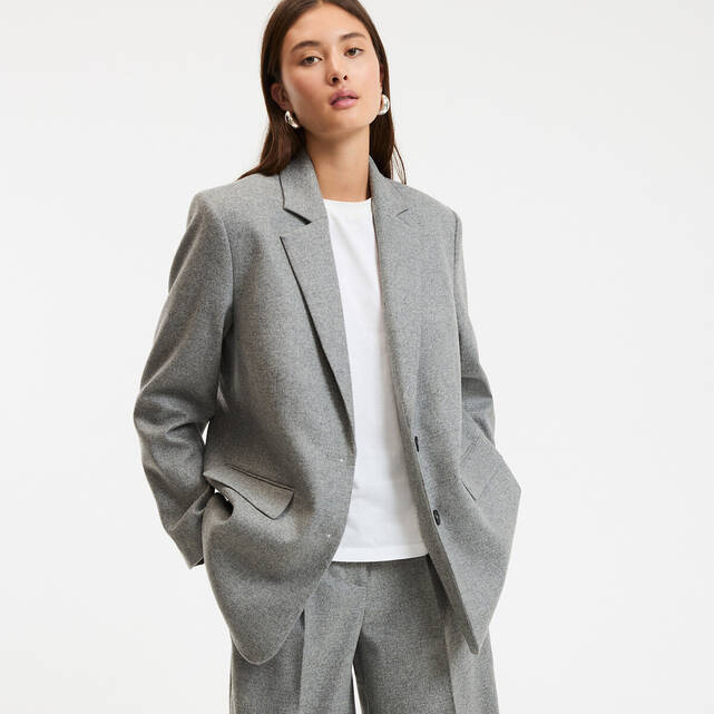 Oversized σακάκι με 50% μαλλί, Signature CLEANDRE