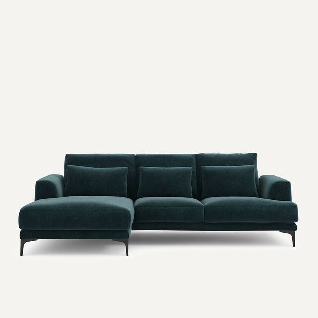 Γωνιακός καναπές αριστερός από βελούδινο chenille, Marsile