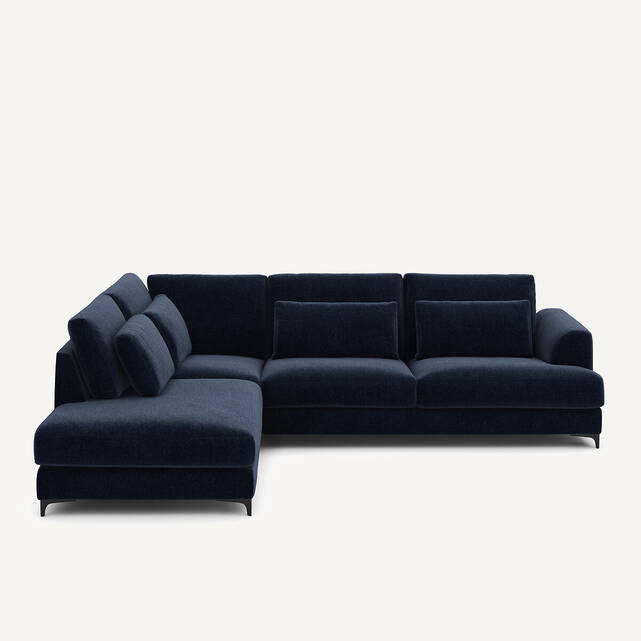 Καναπές γωνιακός αριστερός από βελούδινο chenille, Marsile