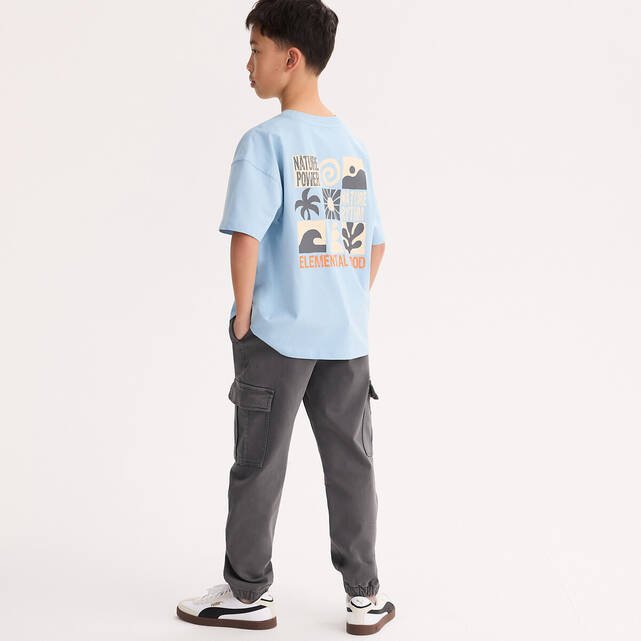 Oversized T-shirt με στρογγυλή λαιμόκοψη και κοντά μανίκια, με σχέδια μπροστά και πίσω