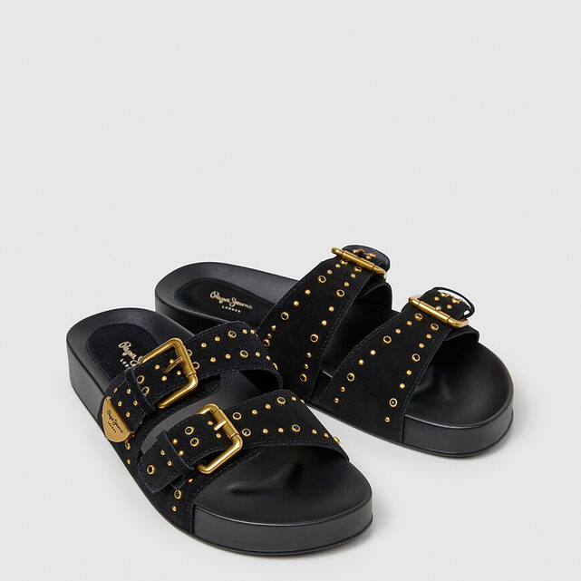Σανδάλια mules με διπλά λουράκια AGNES STUDS