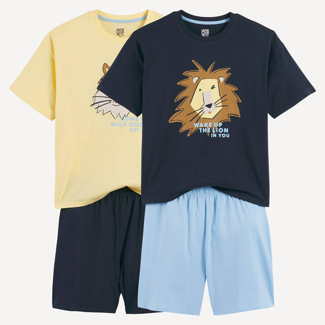 Σετ 2 σορτς πιτζάμας από ζέρσεϊ, με animal print