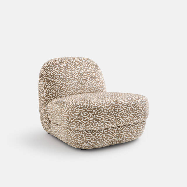 Πολυθρόνα lounge compact, ύφασμα bouclette με λεοπάρ σχέδιο, OLTO