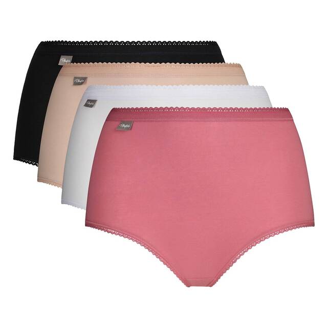 Σετ 4 μονόχρωμα ψηλόμεσα σλιπ, Cotton Stretch