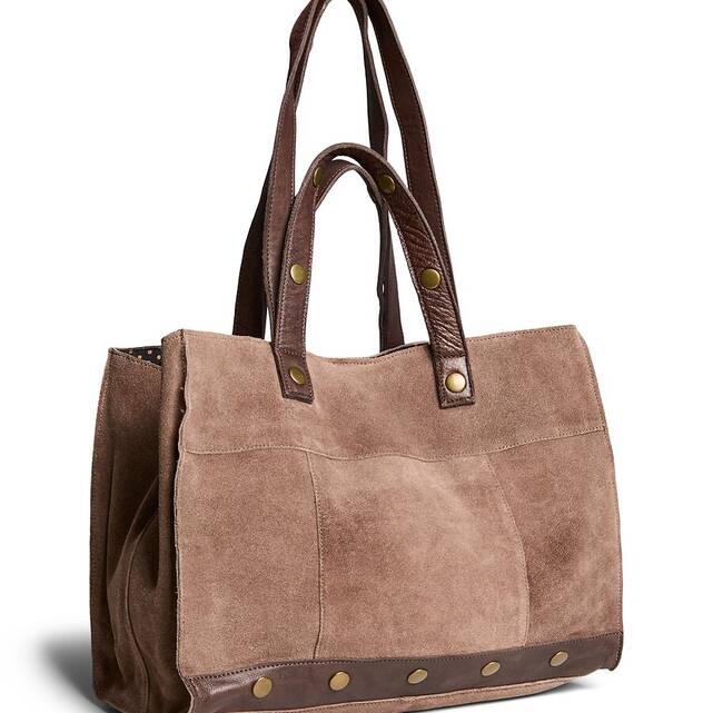 Μεγάλη shopper τσάντα από λείο και σουέτ δέρμα, Ava