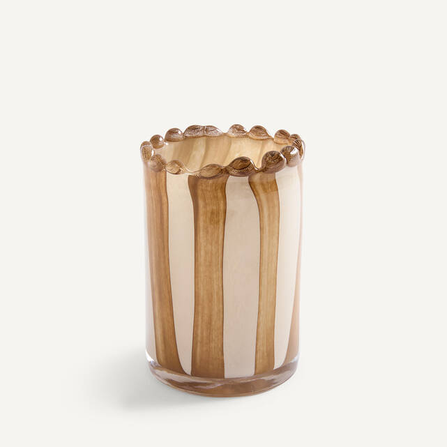 Ριγέ βάζο από φυσητό γυαλί, ύψος 19 cm, SUGAR