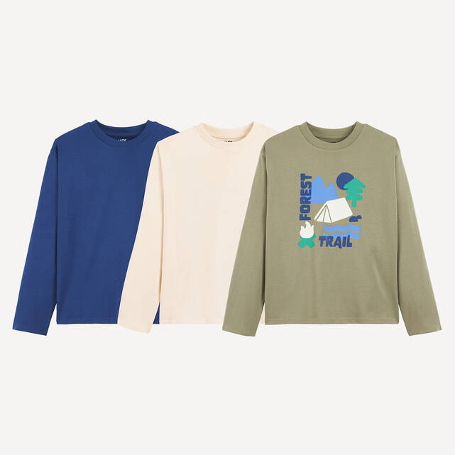 Σετ 3 T-shirts με μακριά μανίκια και τύπωμα